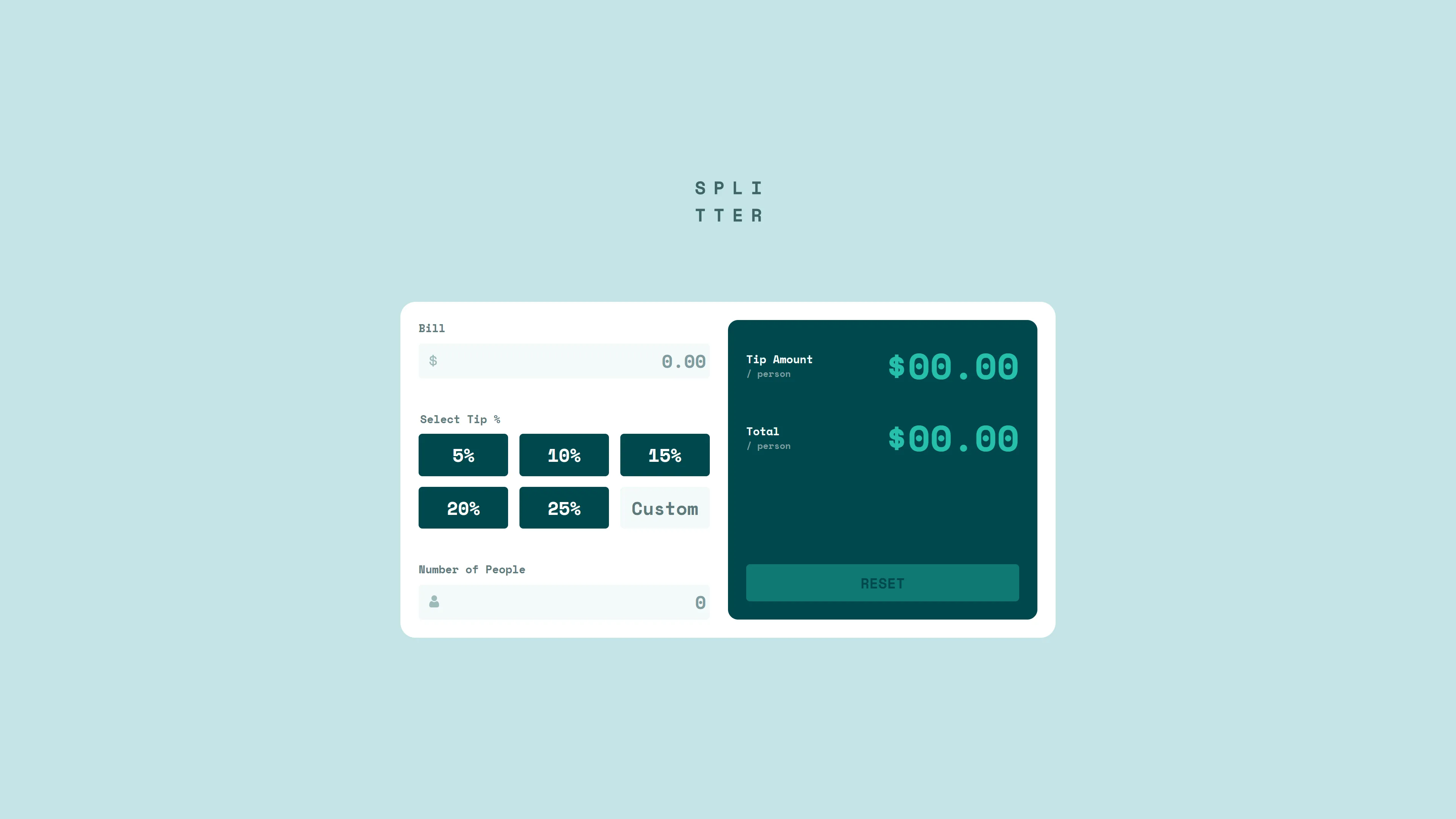 Tip Calculator App — Main page